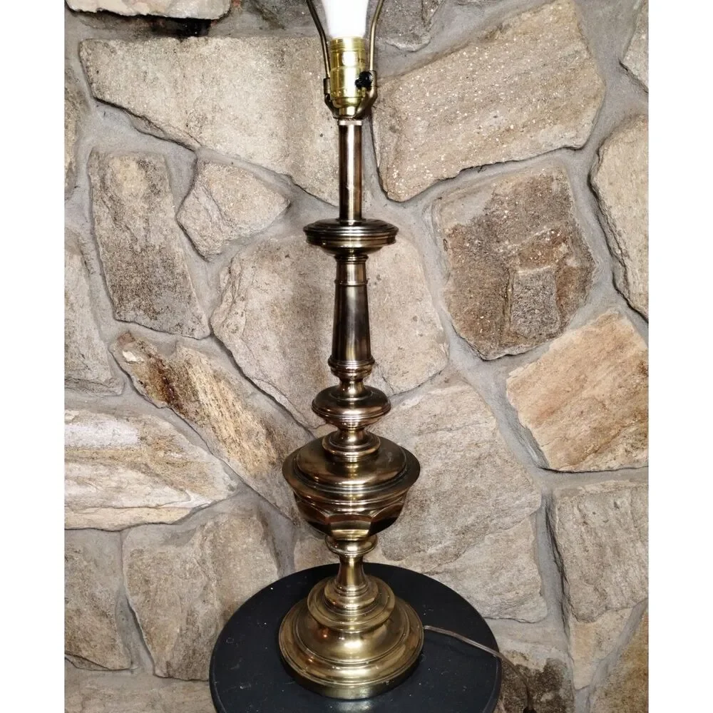 Vintage Stiffel Heavy Brass Table Lamp MCM Hollywood Regency 26.5